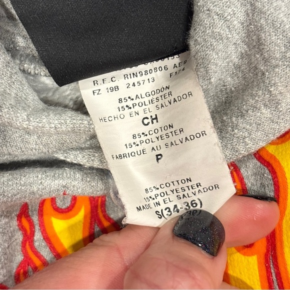 Thrasher Skateboards Flame Fire Heather Grey Logo Hoodie Sweatshirt Mens Small - Picture 6 of 10
